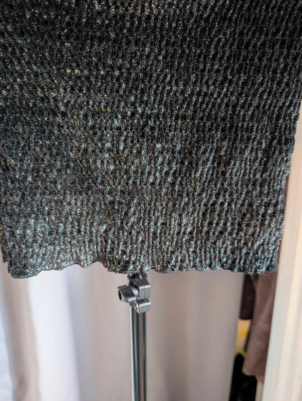 Light Before Dark Black Metallic Shirr Crop Top Size S