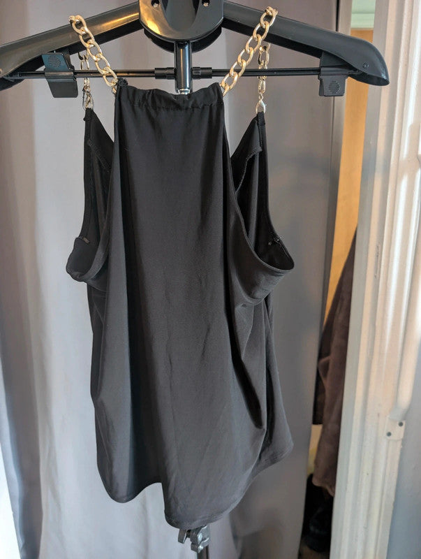 George Black Gold Chain Strap Cami Tank Top Size 10