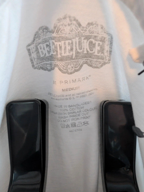 Primark Beetlejuice White Graphic Print T Shirt Size Medium