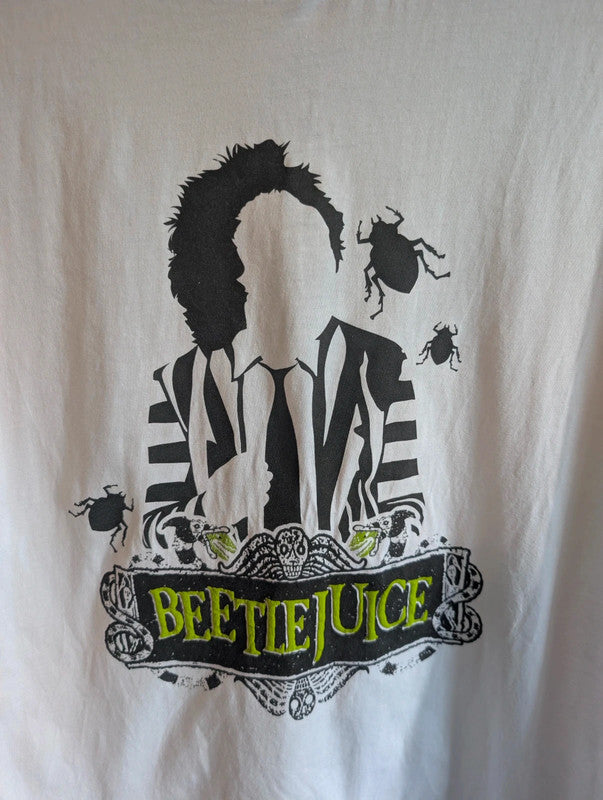 Primark Beetlejuice White Graphic Print T Shirt Size Medium