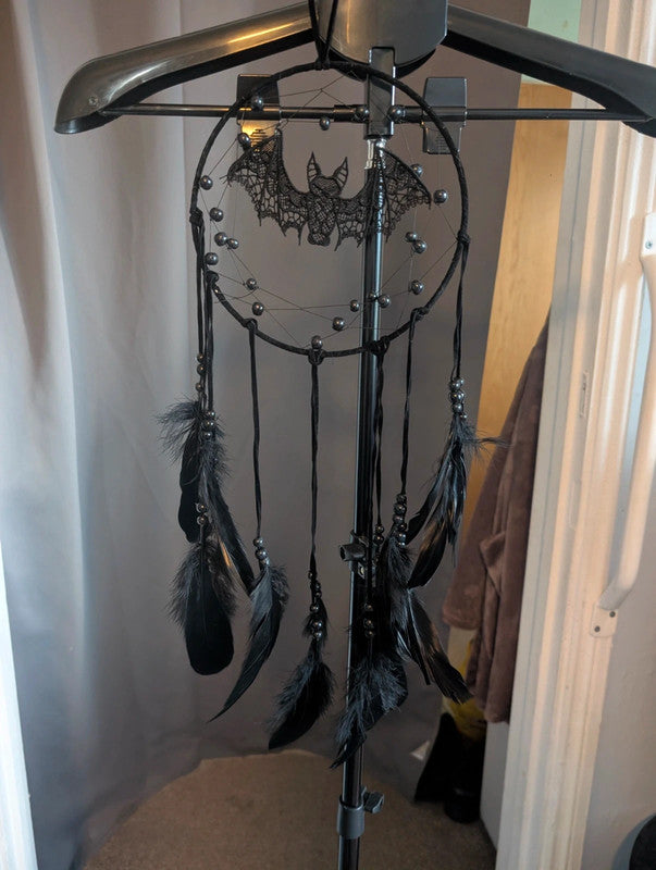 Gothic Black Lace Bat Dreamcatcher Room Decor Accent