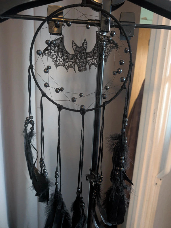 Gothic Black Lace Bat Dreamcatcher Room Decor Accent