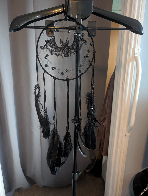 Gothic Black Lace Bat Dreamcatcher Room Decor Accent