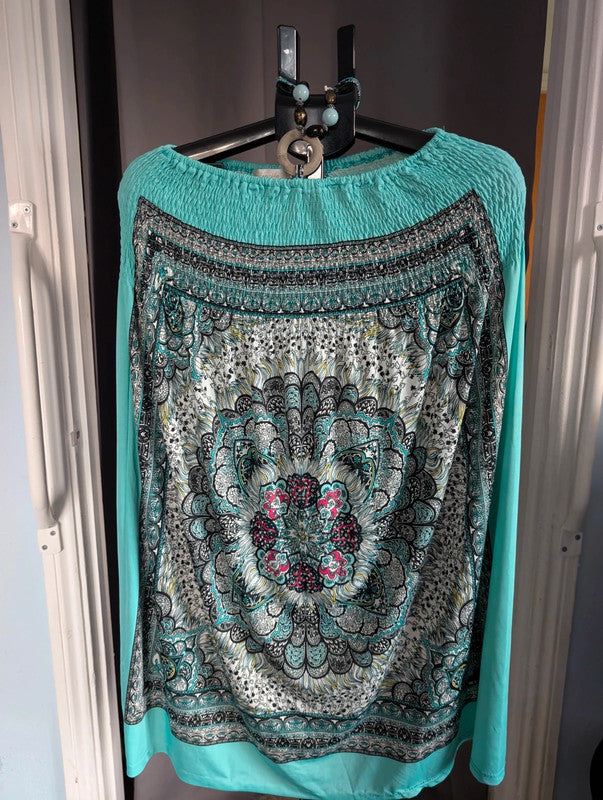 Fra-ila Turquoise Mandala Print Maxi Dress Skirt