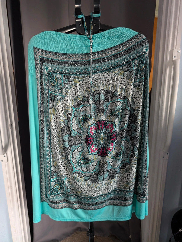 Fra-ila Turquoise Mandala Print Maxi Dress Skirt