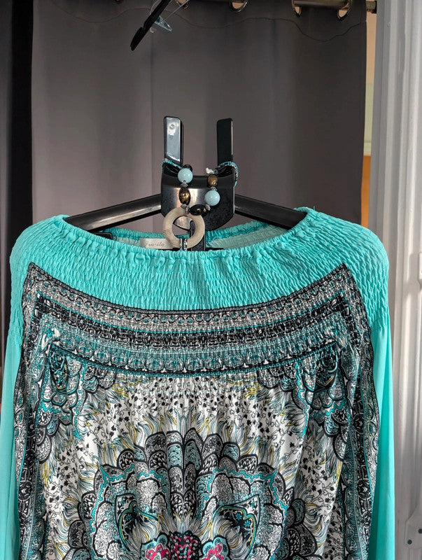 Fra-ila Turquoise Mandala Print Maxi Dress Skirt