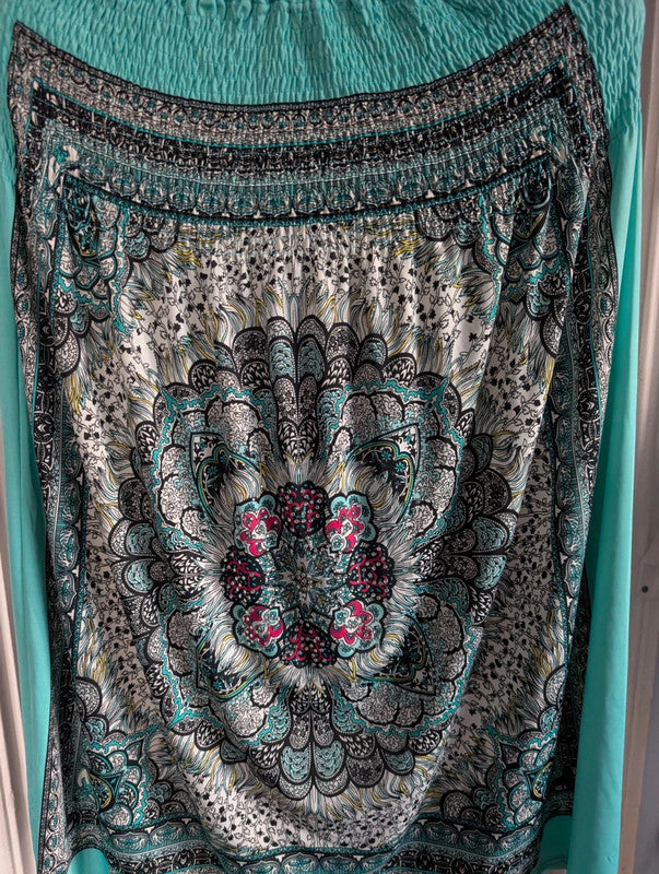 Fra-ila Turquoise Mandala Print Maxi Dress Skirt