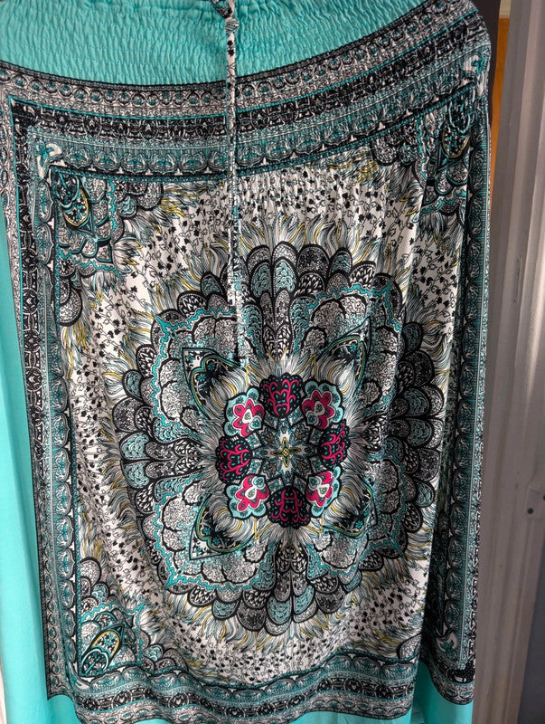 Fra-ila Turquoise Mandala Print Maxi Dress Skirt