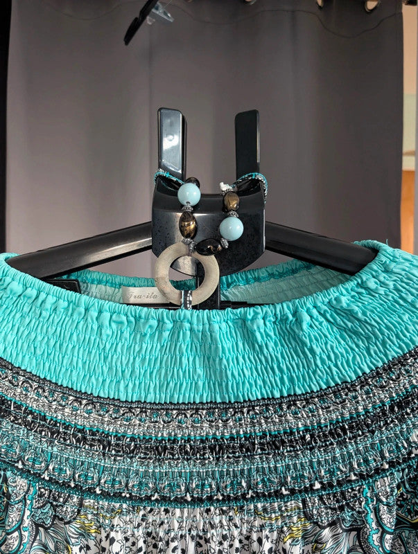 Fra-ila Turquoise Mandala Print Maxi Dress Skirt