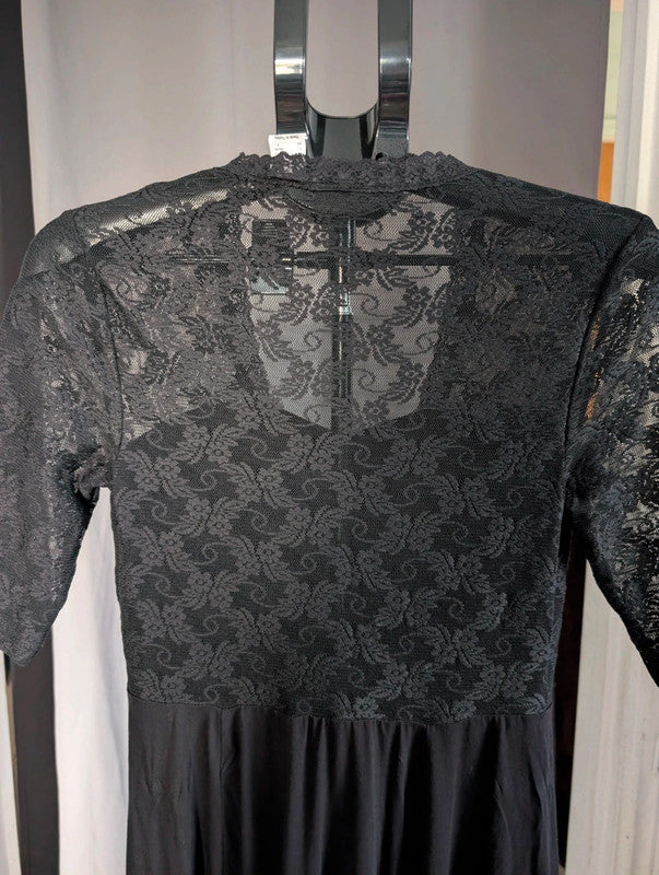 Bodyflirt Black Lace Mock Wrap Gothic Skater Dress
