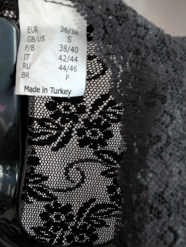Bodyflirt Black Lace Mock Wrap Gothic Skater Dress
