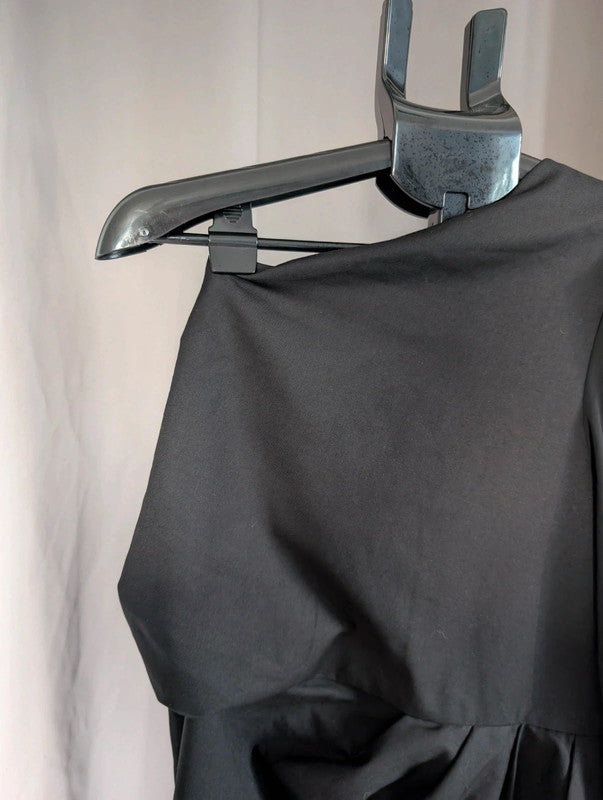 Boohoo Black One Shoulder Drape Mini Dress