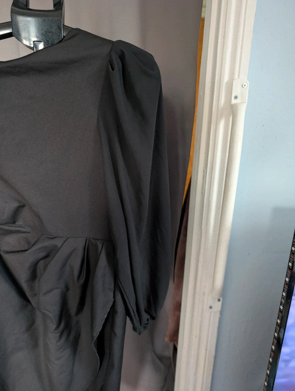 Boohoo Black One Shoulder Drape Mini Dress