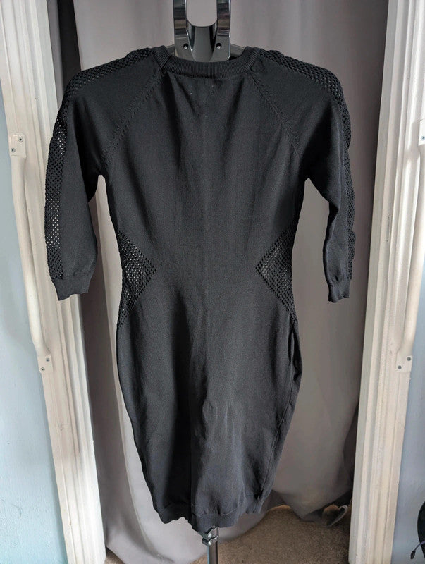 Blue Vanilla Black Mesh Panel Knit Bodycon Dress