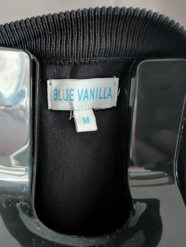 Blue Vanilla Black Mesh Panel Knit Bodycon Dress