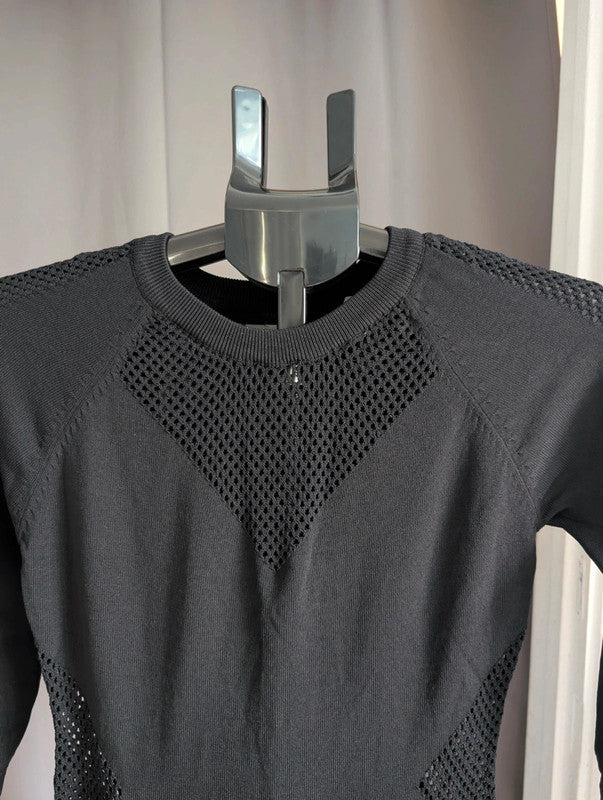 Blue Vanilla Black Mesh Panel Knit Bodycon Dress