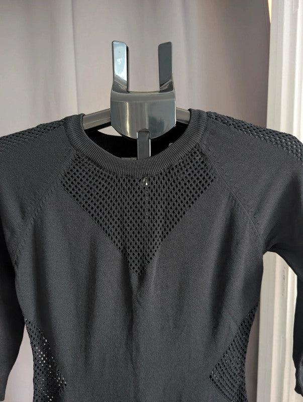 Blue Vanilla Black Mesh Panel Knit Bodycon Dress