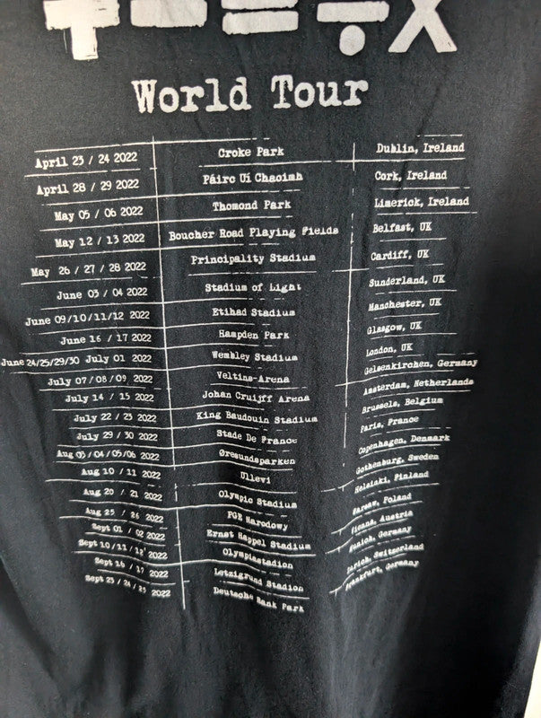Ed Sheeran Mathematics Tour Black Graphic T-Shirt Size M