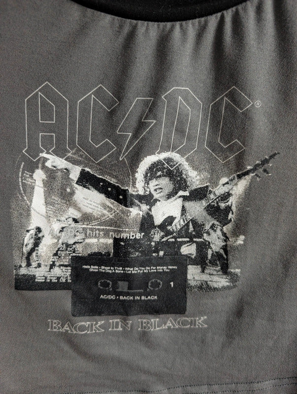 Romwe Acdc Grey Raglan Crop Top Size L