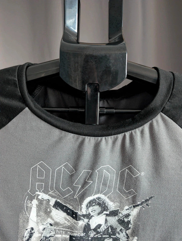 Romwe Acdc Grey Raglan Crop Top Size L