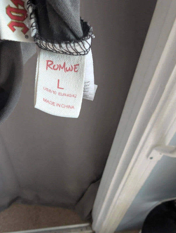 Romwe Acdc Grey Raglan Crop Top Size L