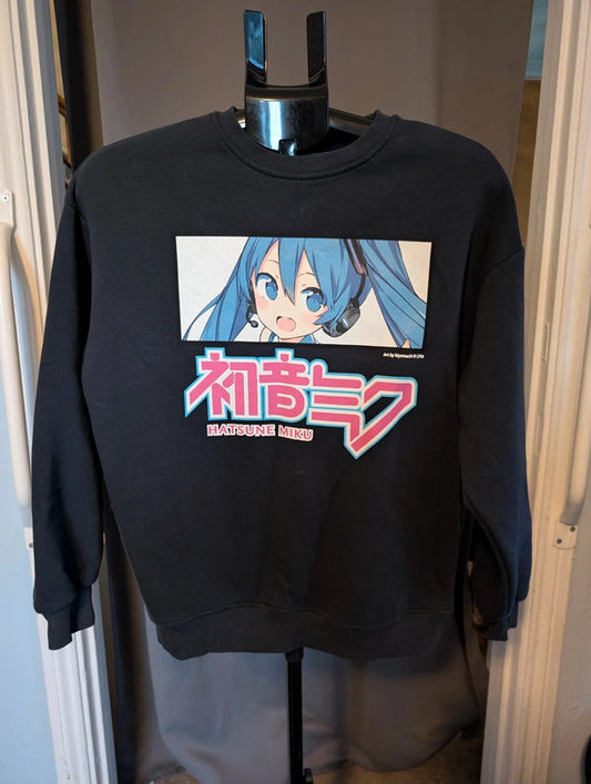 Hatsune Miku Black Anime Graphic Sweatshirt Size 2XS UK 4 6