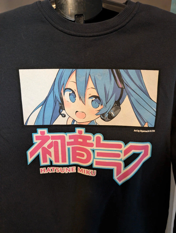 Hatsune Miku Black Anime Graphic Sweatshirt Size 2XS UK 4 6