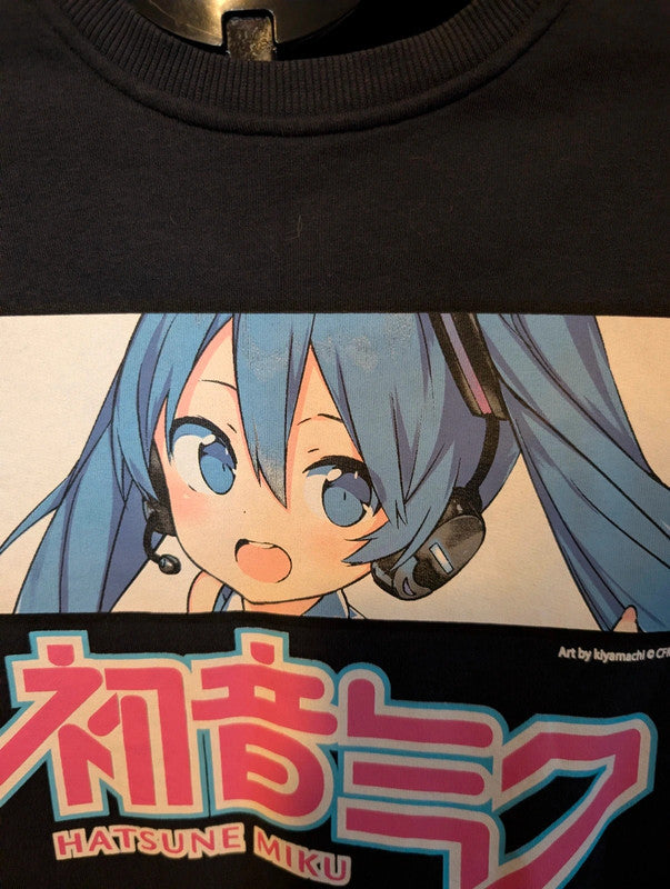 Hatsune Miku Black Anime Graphic Sweatshirt Size 2XS UK 4 6