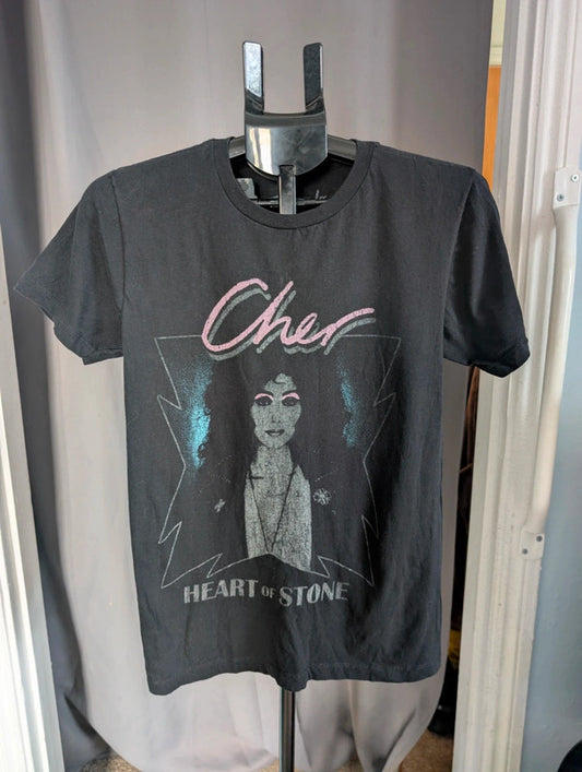 Bravado Cher Heart Of Stone Graphic Tee Black Cotton T-Shirt Size XS