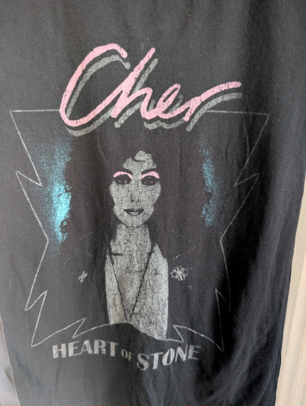 Bravado Cher Heart Of Stone Graphic Tee Black Cotton T-Shirt Size XS