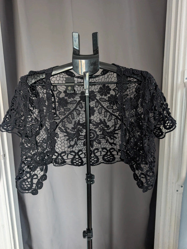 Atmosphere Black Floral Lace Bolero Shrug Cardigan Size S