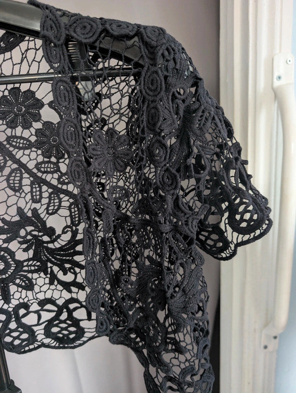 Atmosphere Black Floral Lace Bolero Shrug Cardigan Size S