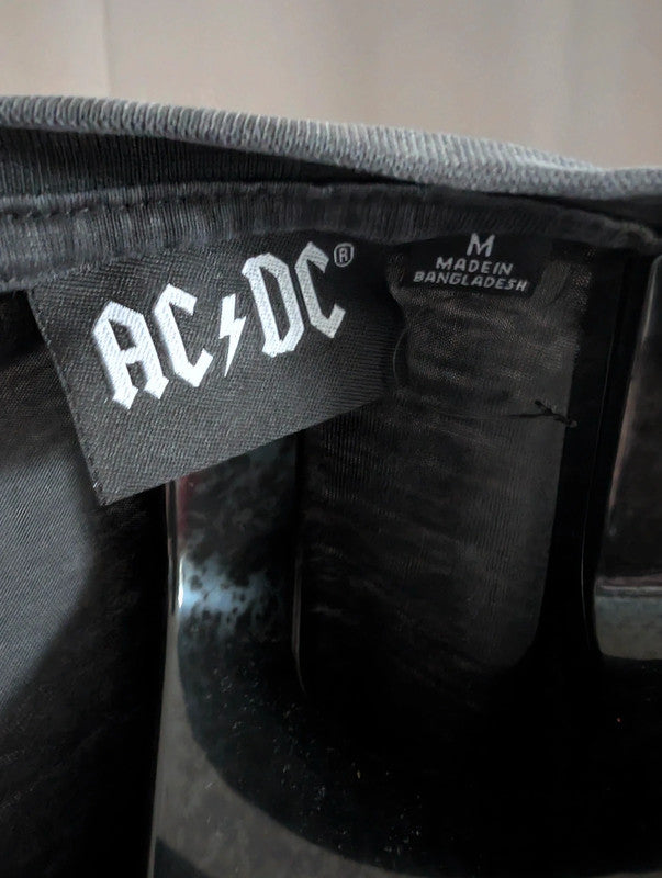 Primark Acdc Band Tee Charcoal Grey Graphic Cotton T-Shirt Size M