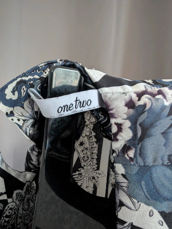 One Two Mixed Geometric Floral Print Long Sleeve Blouse Size 34 UK 6