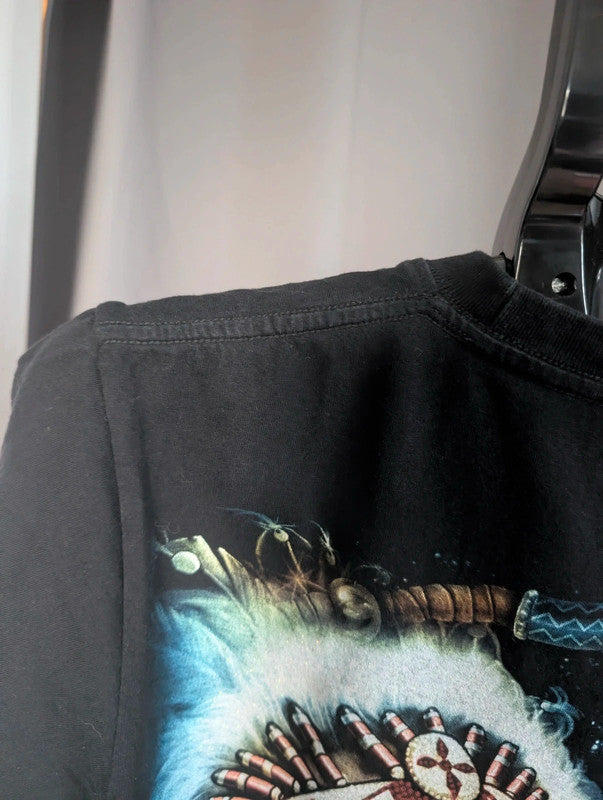 Wild Wolf Graphic Tee Black Cotton Native Dreamcatcher T-Shirt Size M