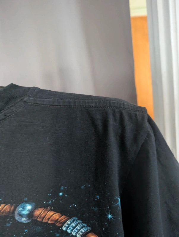 Wild Wolf Graphic Tee Black Cotton Native Dreamcatcher T-Shirt Size M
