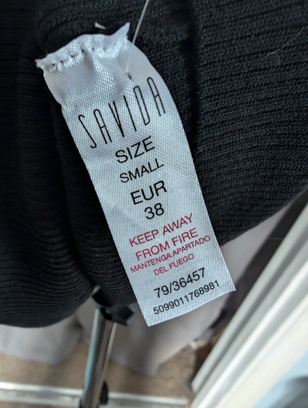 Savida Black Monochrome Ruffle Tie Neck Mock Layer Blouse Size S