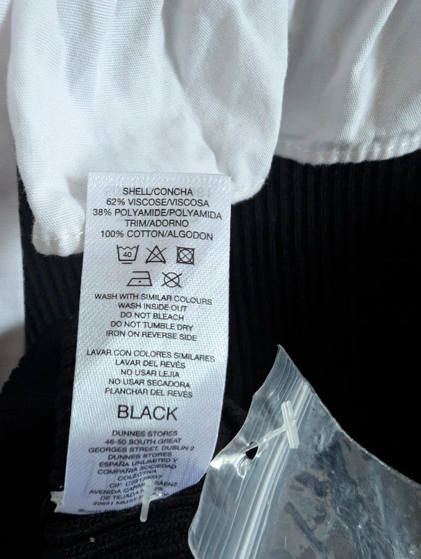 Savida Black Monochrome Ruffle Tie Neck Mock Layer Blouse Size S