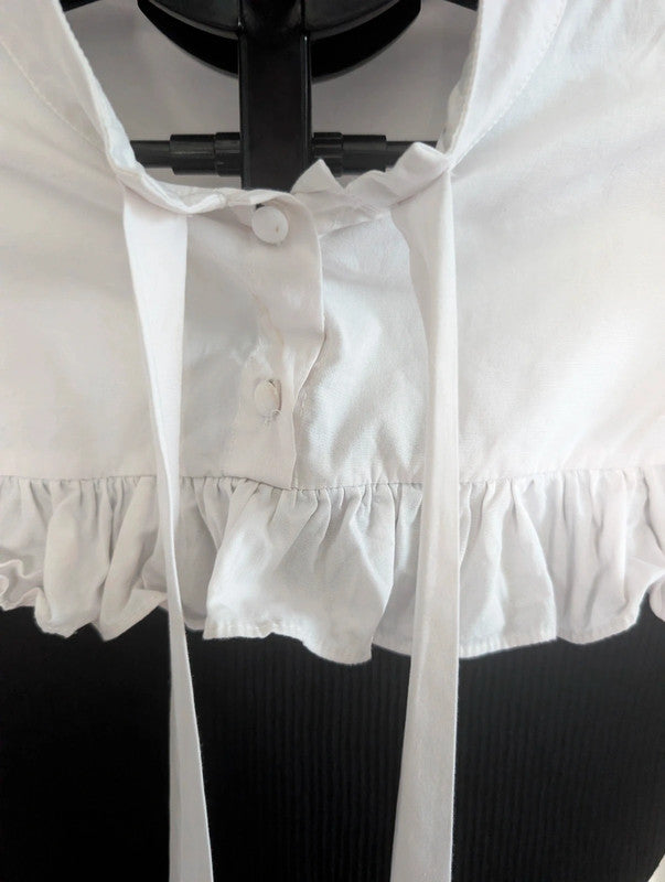Savida Black Monochrome Ruffle Tie Neck Mock Layer Blouse Size S