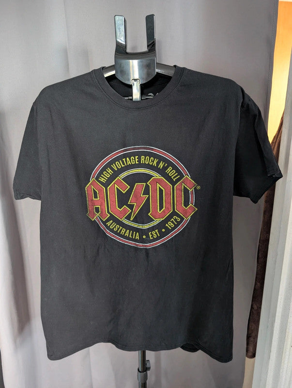 Acdc Black Graphic Band Tee Shirt Size L Goth Grunge