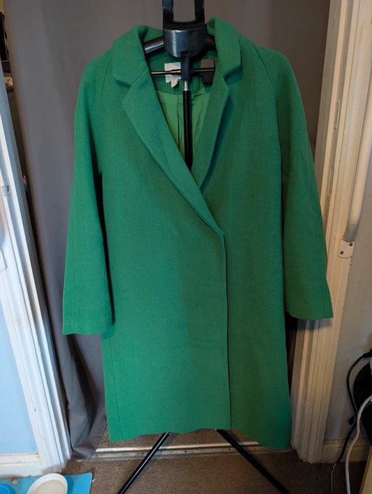Hm Green Longline Coat Overcoats Size Large Winter