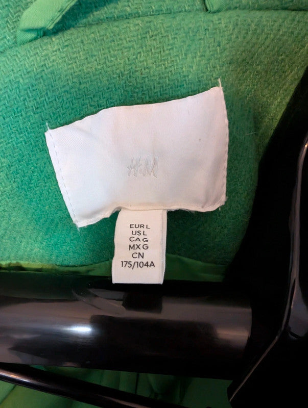 Hm Green Longline Coat Overcoats Size Large Winter