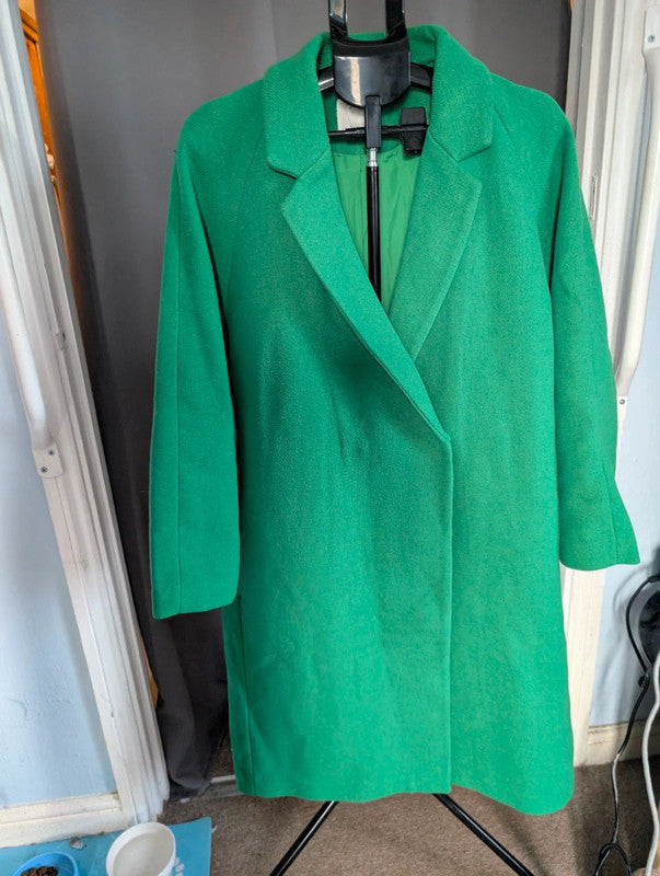 Hm Green Longline Coat Overcoats Size Large Winter