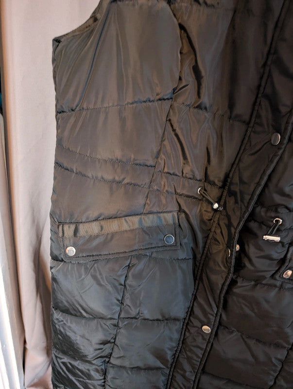 M&amp;Co Black Longline Puffer Gilet Hooded Bodywarmer Size 20