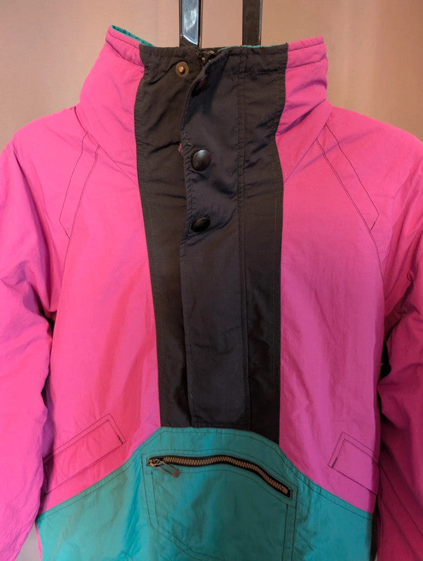 Tenson Vintage Ski Jacket Pink Teal Colour Block Coat Size Large