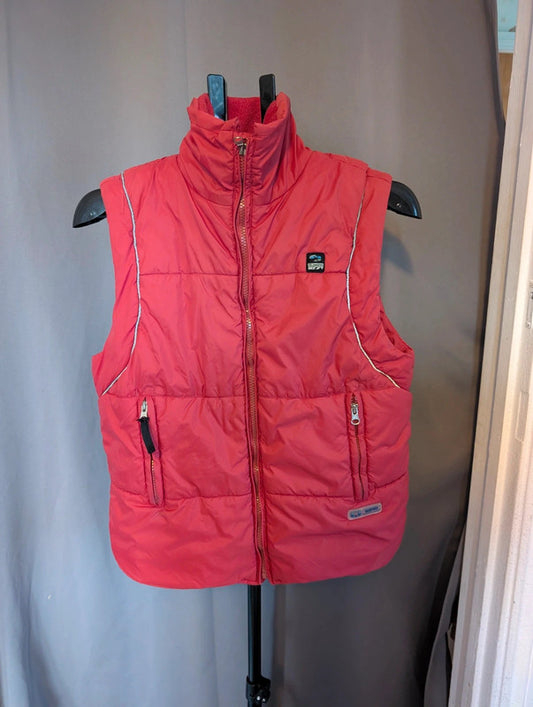 Wpm Red Puffer Gilet Hooded Bodywarmer Ski Vest Size XL