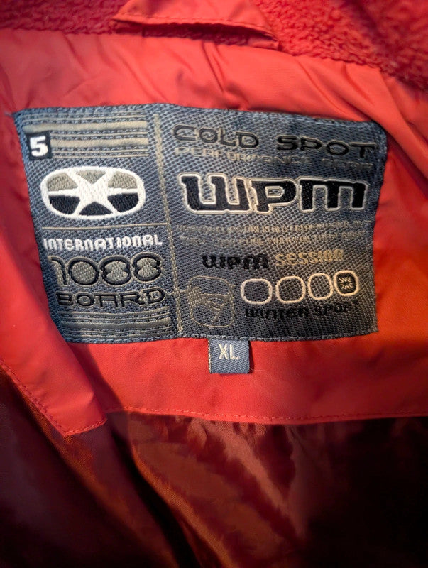 Wpm Red Puffer Gilet Hooded Bodywarmer Ski Vest Size XL