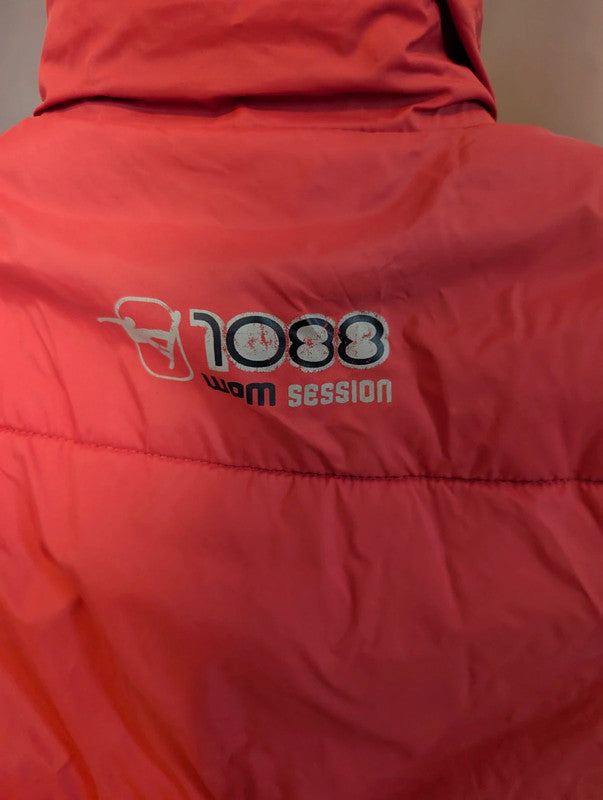 Wpm Red Puffer Gilet Hooded Bodywarmer Ski Vest Size XL
