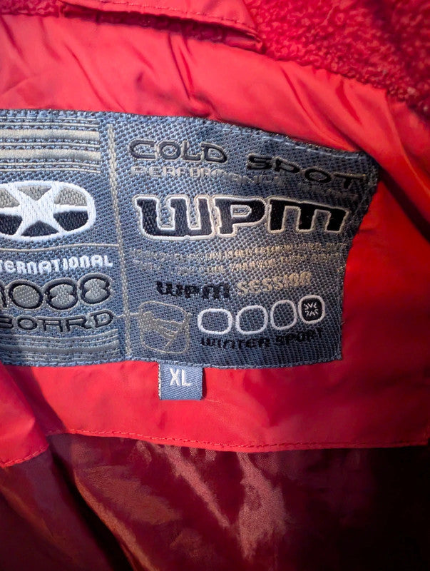 Wpm Red Puffer Gilet Hooded Bodywarmer Ski Vest Size XL