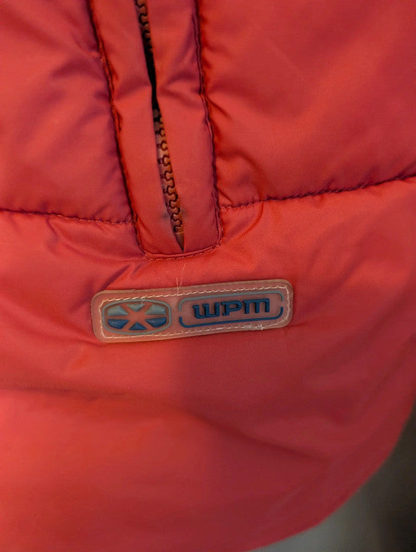 Wpm Red Puffer Gilet Hooded Bodywarmer Ski Vest Size XL
